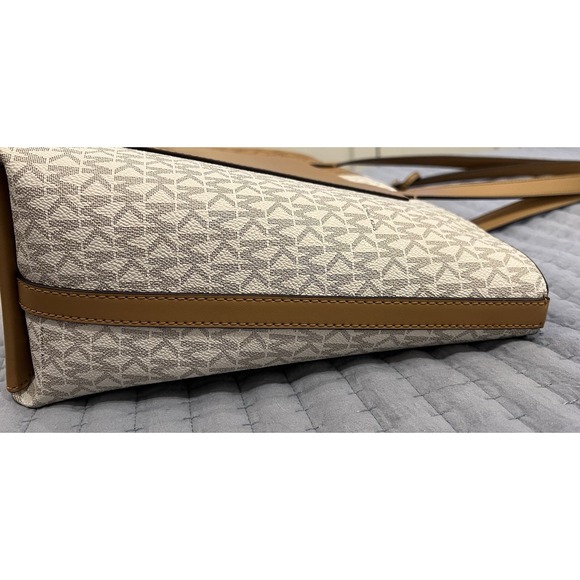 Michael Kors Jet Set Tote Bag Two-Tone MK Signature Logo Shoulder Bag Medium - Picture 8 of 16